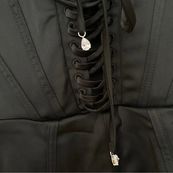 HOUSE OF CB 'Anastasia' Black Crystallised Corset Dress NWOT size L - Picture 5 of 11